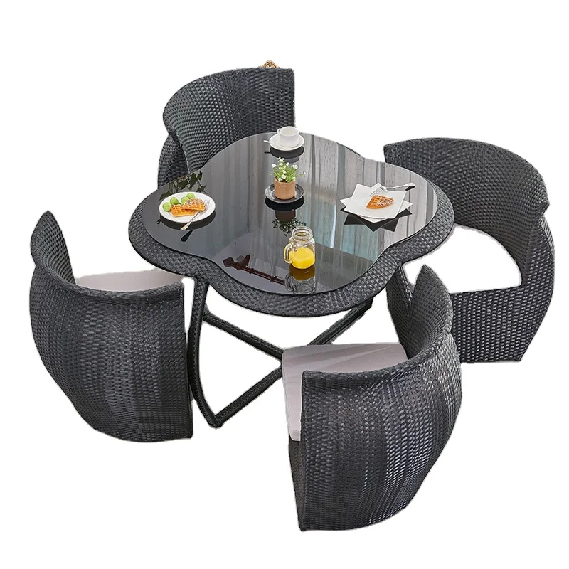 Living Room Modern Outdoor Rattan Furniture Set Terrace Rattan Outdoor Tables Garden Set