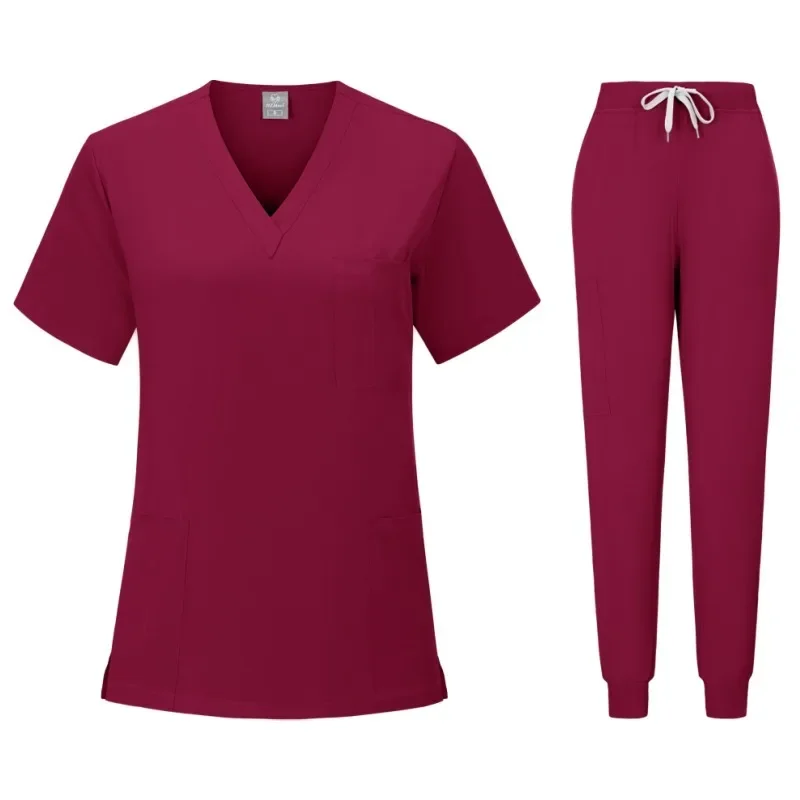 Uniformi da infermiera donna manica corta con scollo a V Top scrub pantaloni da jogging scrub medici Set donna estate Casual uniformi Clinicos Mujer