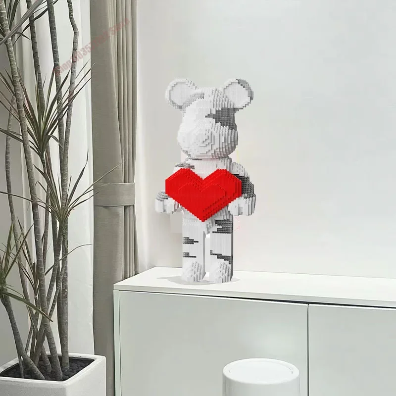 

DIY Kids Toys Cartoon Mini Love Violent Bear Bearbrick Model with Light Building Block Micro Bricks Christmas Birthday Gift