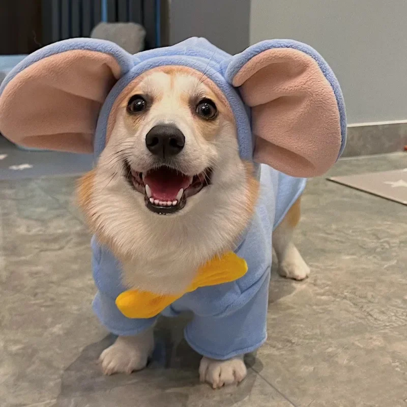 Cute Dog Small Flying Elephant Sweater Autumn Winter Thickened Small Medium Dog Warm Clothes corgi Pet Winter Pullover Sweater