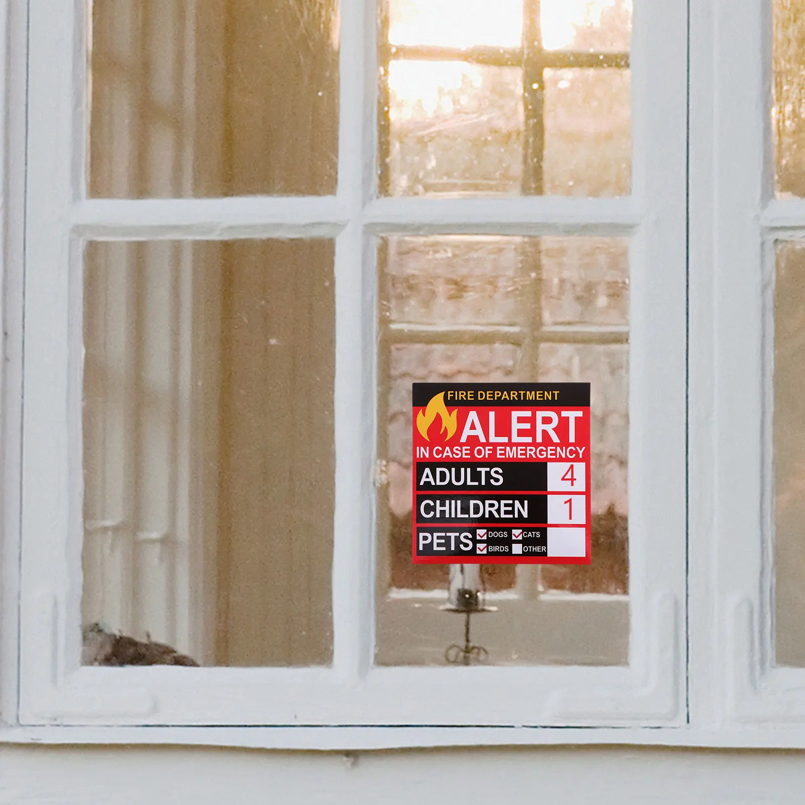 

20pcs Emergency Alert Stickers Safety Alarm Decal Fire Rescue People Pet Home Window Tag Efficient Rescue Easy Apply Sign