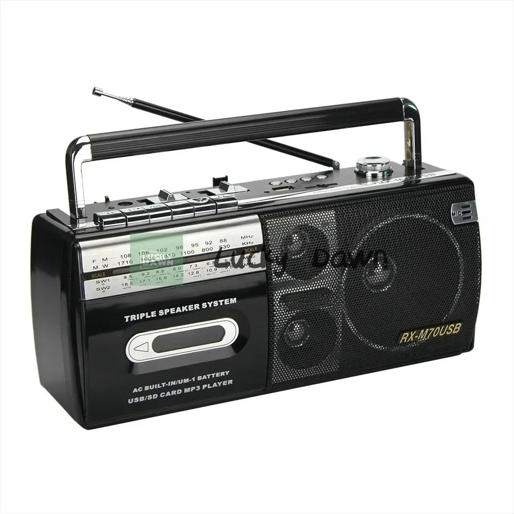 

Retro Portable Old-fashioned Nostalgic Cassette Tape Recorder Elderly FM Radio Speaker Caixa De Som Bluetooth Audio Mp3 Player