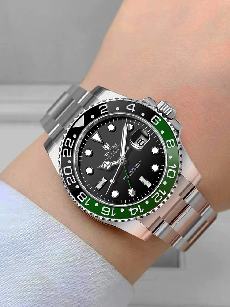 Holuns orologi meccanici automatici di lusso da uomo per uomo orologio luminoso impermeabile in acciaio inossidabile con vetro zaffiro da polso alla moda