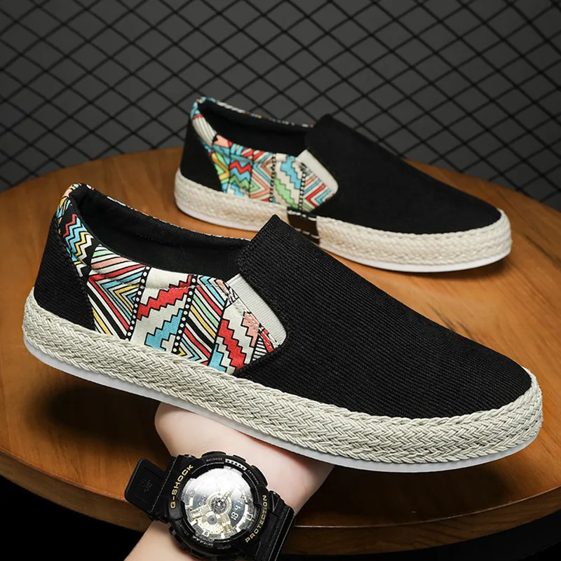 Men\'s Summer Linen Breathable Casual Flats Shoes Mens Espadrilles Loafers Fashion Boy Canvas Shoes Fisherman Driving Footwear