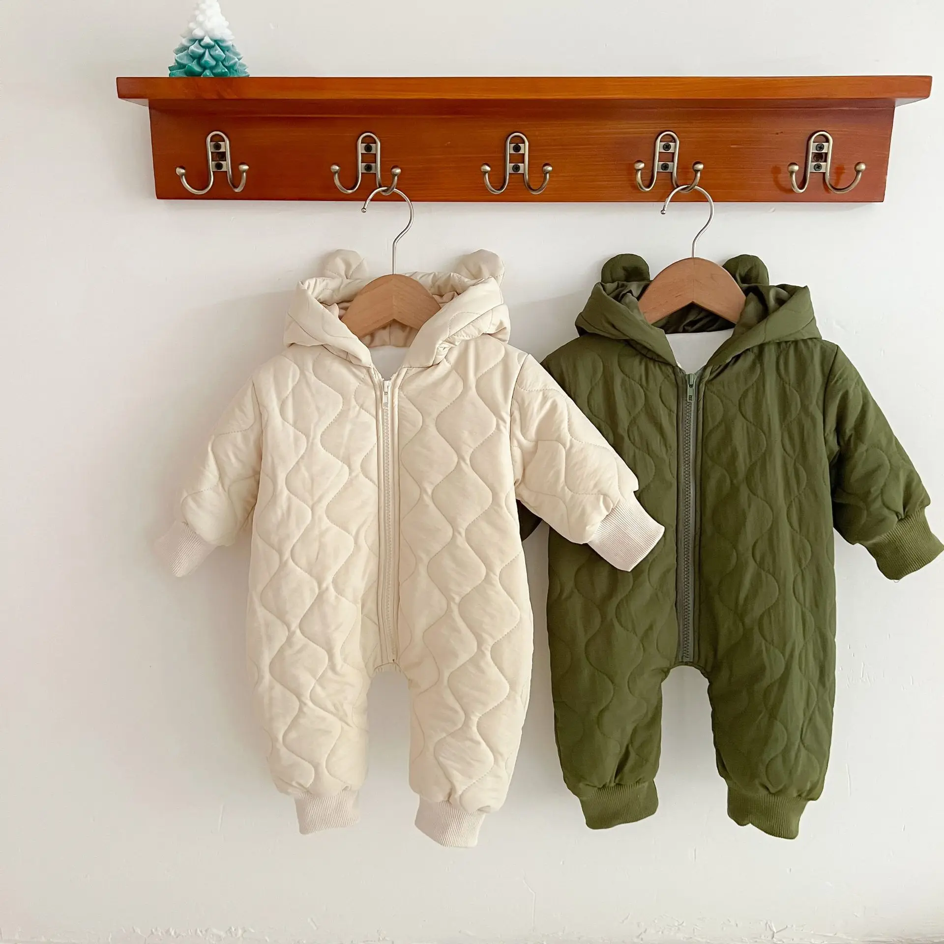 

Autumn Winter Baby Clothing Bear Ear Baby Boys Girl Rompers Thicken Warm Infant Girls Outfit Newborn Baby Clothes Winter