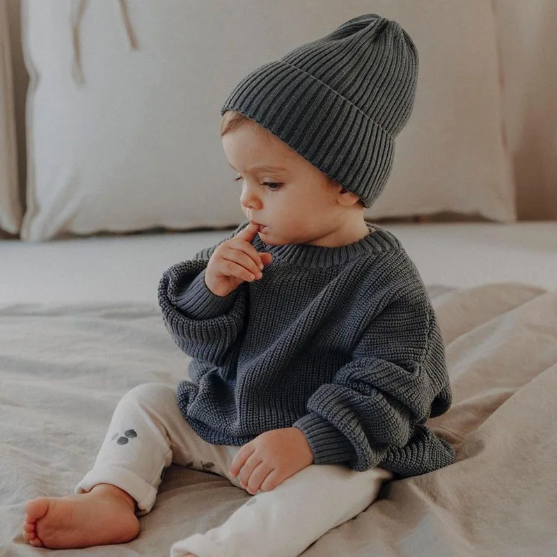 Autumn Kids Knit Sweaters 2023 Solid Color Soft Knitted Baby Clothes Toddler Girls Boys Sweaters Newborn Baby Clothes 0-5 Years