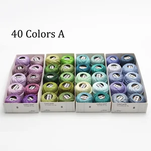 AmoHilos Ukuran 8 Benang Rajut Double Mercerized Staple Panjang Mutiara Katun Mesir 10 Warna Berbeda Set 43 Yard 5 Gram Bola 10 penjualan terbaik benang 8 lapis - №