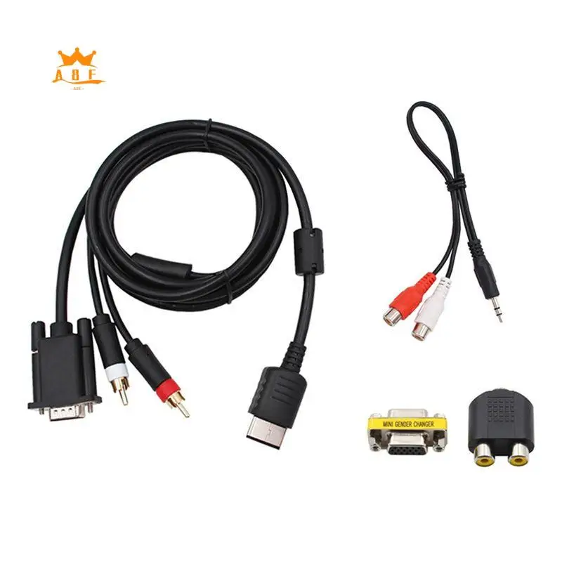 A08E-VGA Cable For Dreamcast High Definition + 3.5Mm To 2-Male RCA Adapter