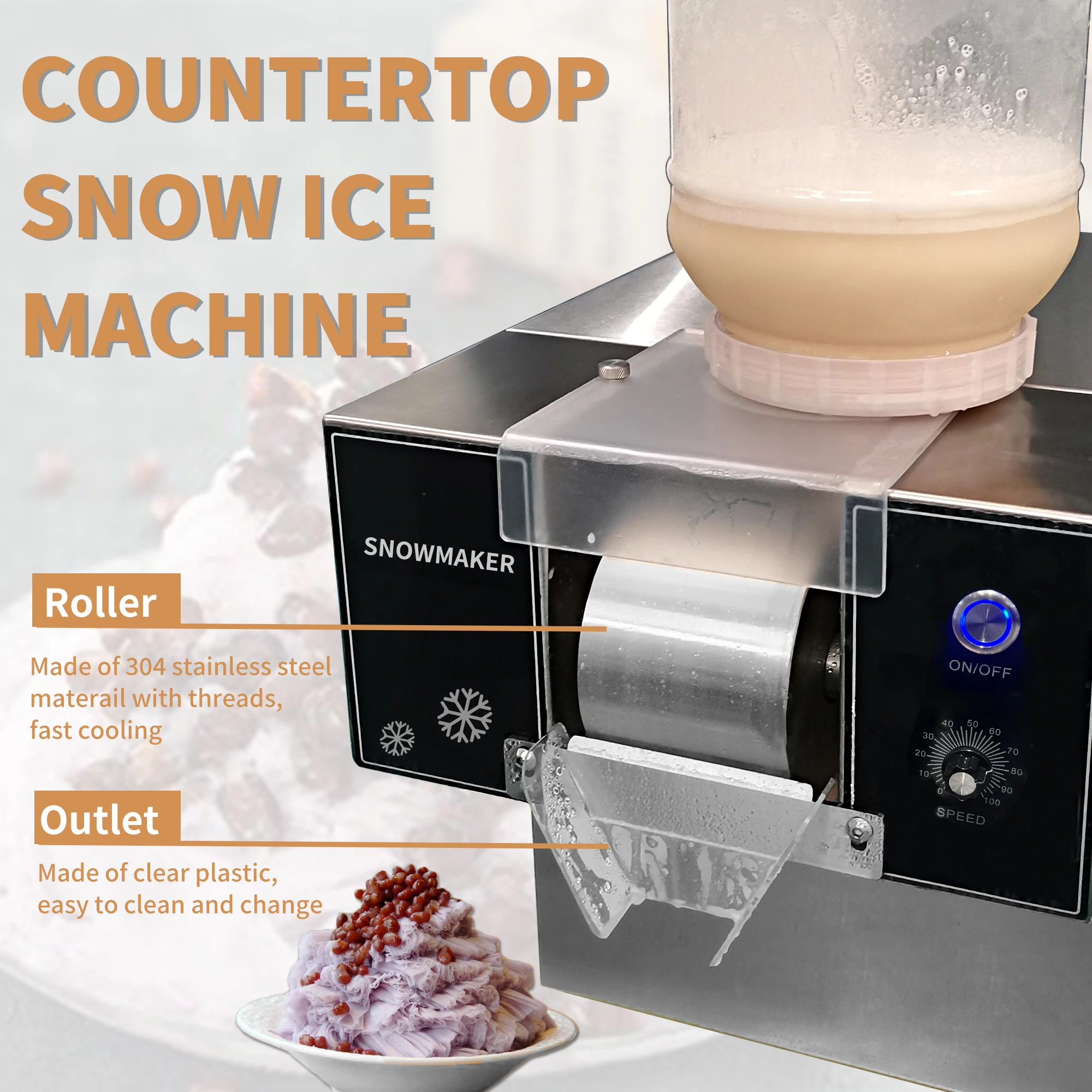 Mvckyi Automatic Korea Milk Snowflake Cream Fine Snow Ice Maker Crusher Ice Machine Bingsu Machine Snow Ice Shaver Machine