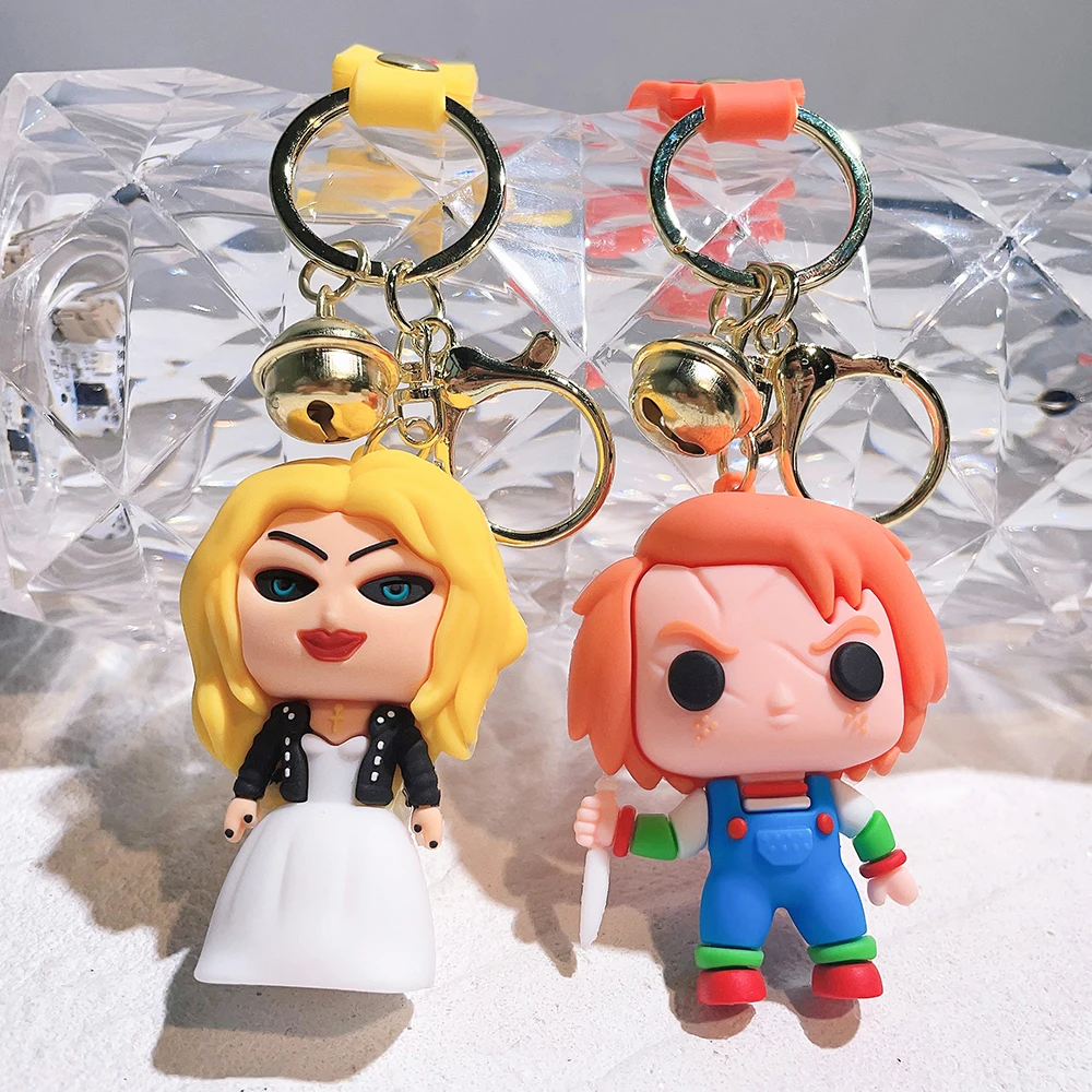 Horror Movie Child's Play Chucky Bride Son Doll Key Ring PVC Keychain Pendant Figure Toys Dolls