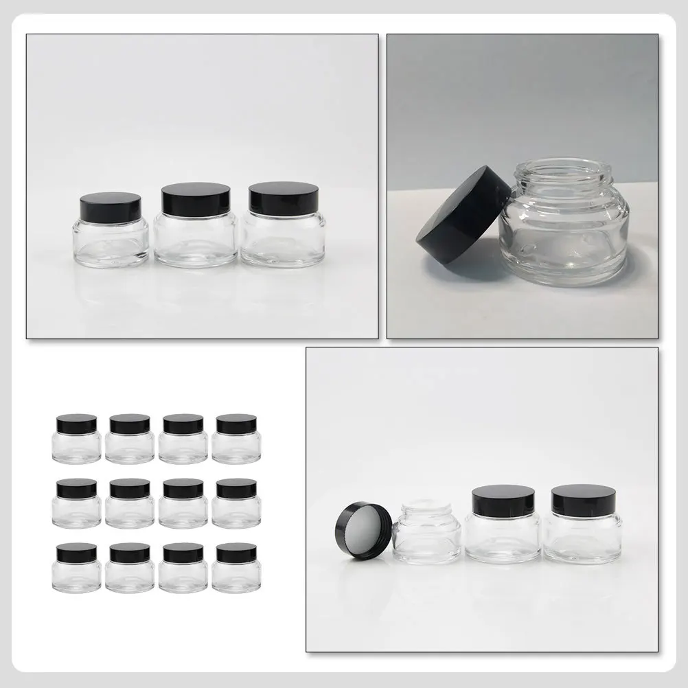 

12Pcs Glass Cream Jars Refillable Small Storage Containers for Face Cream Travel Portable Bottles Creams Sub Bottles