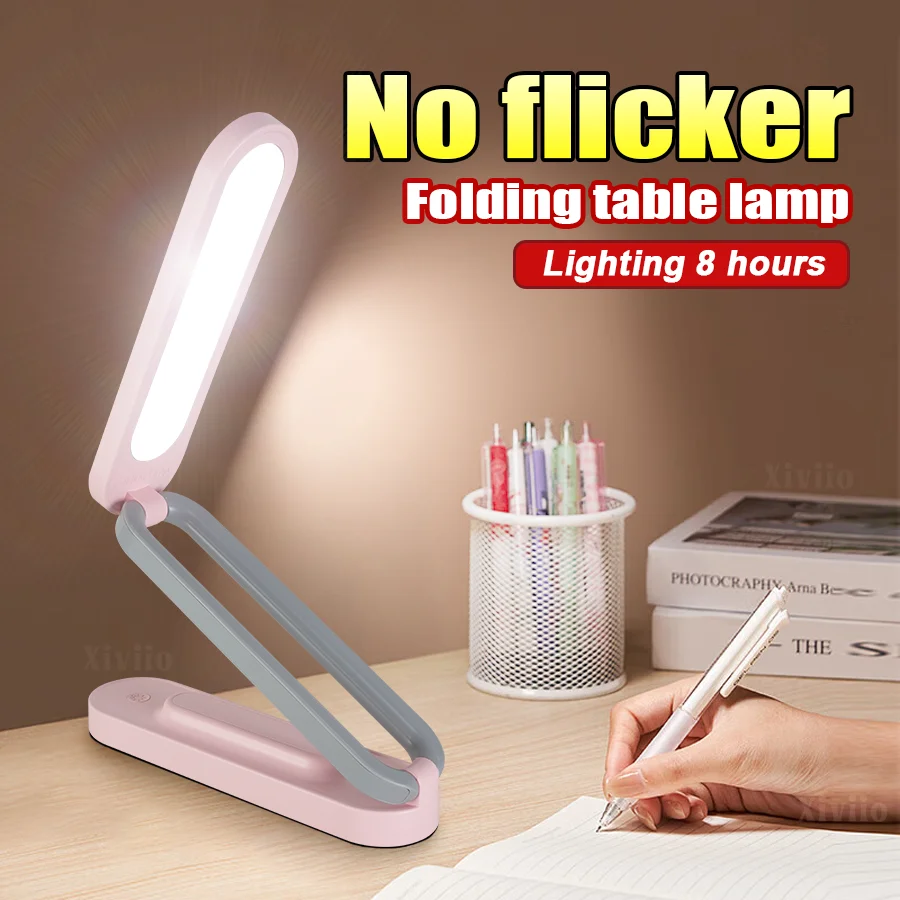Eye Protection LED Folding Desk Lamp 3-Level Dimming Lighting Table Lamps Reading Bedside Living Bedroom Charging Night Light