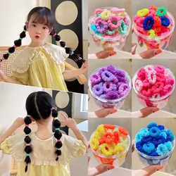 100Pcs/Set Box Sweet Style Color Tied Hair Cute Durable Tie Hair Rubber Band Head Rope Not Hurt Hair Towel Ring Hair Ring