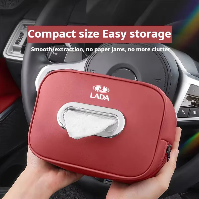 Leather Car Tissue Box Armrest Paper Napkin Storage Bag Accessories For Lada 2110 2114 Largus 2112 110 2105 2107 2106 Vesta Niva