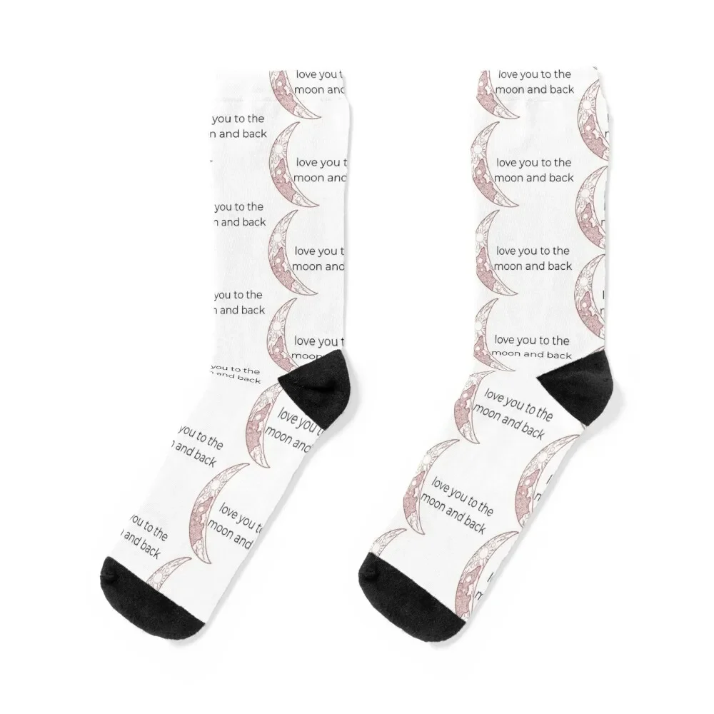 

Love you to the moon and back Socks Christmas fashionable bright garter retro Socks For Man Women's
