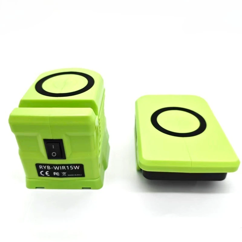 Portable Wireless Charging Adapter Wireless Mobile Phone Charger for Ryobi 18/40V Lithium Batteries with USB and Type-C Ports