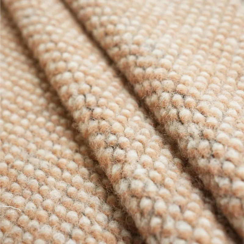 Brown three-dimensional concave-convex granular elastic woven  real wool fabric for autumn and winter sweaters