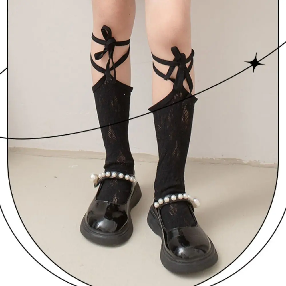 Cute Mesh Kids Lolita Stockings Bandage Hollow Out Children Lace Socks Korean Style Stockings Kids Jk Hosiery Baby