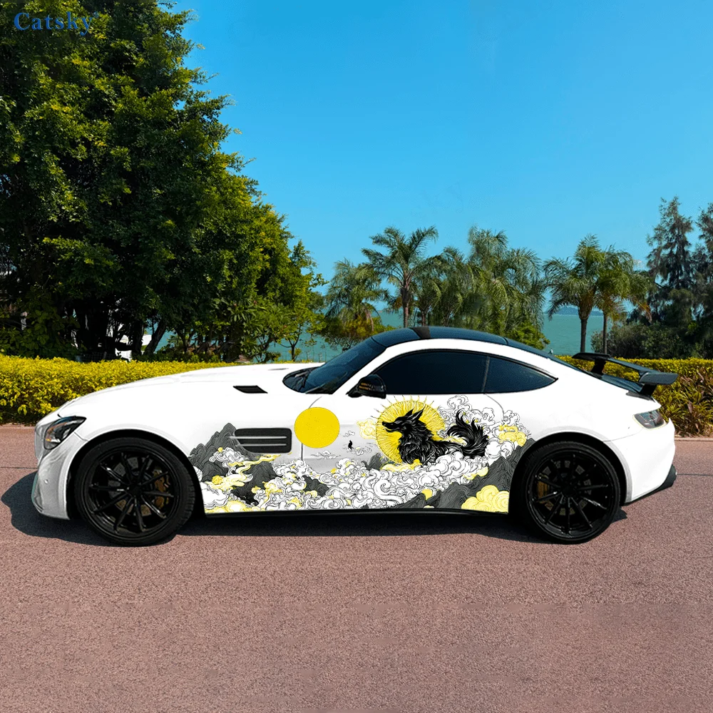 

Девятихвостая лиса, цвет облака, автомобильные виниловые наклейки, самоклеящаяся наклейка из ПВХ, подходит для грузовиков, внедорожников, декор, автоаксессуары, подарок