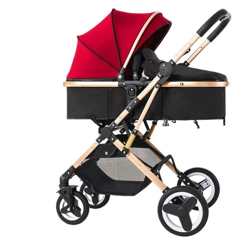 Cesta três em um, armazenamento de uma mão, carrinho de bebê leve, pode sentar e deitar, amortecedor bidirecional, destacável