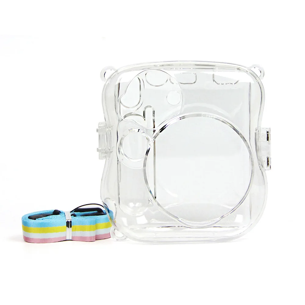 

For Fujifilm Instax Mini 25/26 Photo Film Camera Transparent Crystal Protective ShellCase Bag Carry Cover with Shoulder Strap