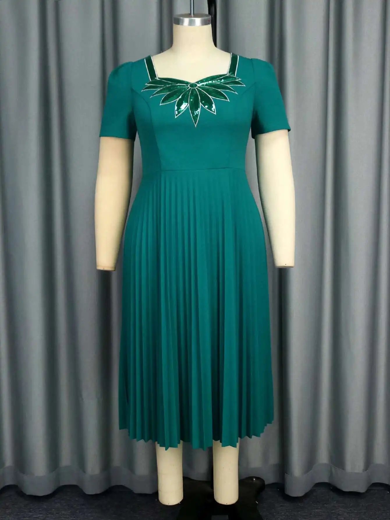 

Elegant Am041231 Style Square Neck Sequin Dress Temperament Party Pleated Skirt 2025 Party Summer Elegantes Casual Y2k