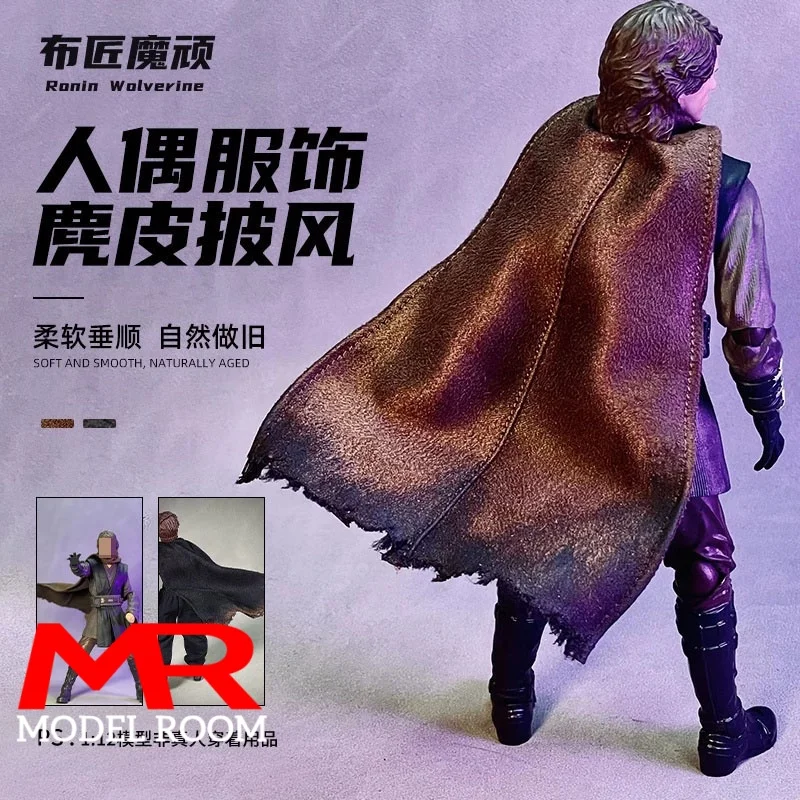1/12 Maßstab Männlicher Umhang aus abgenutztem Wildleder, Kleidungszubehör, Modell passend für 6 Zoll Romankey Soldaten-Actionfigur.