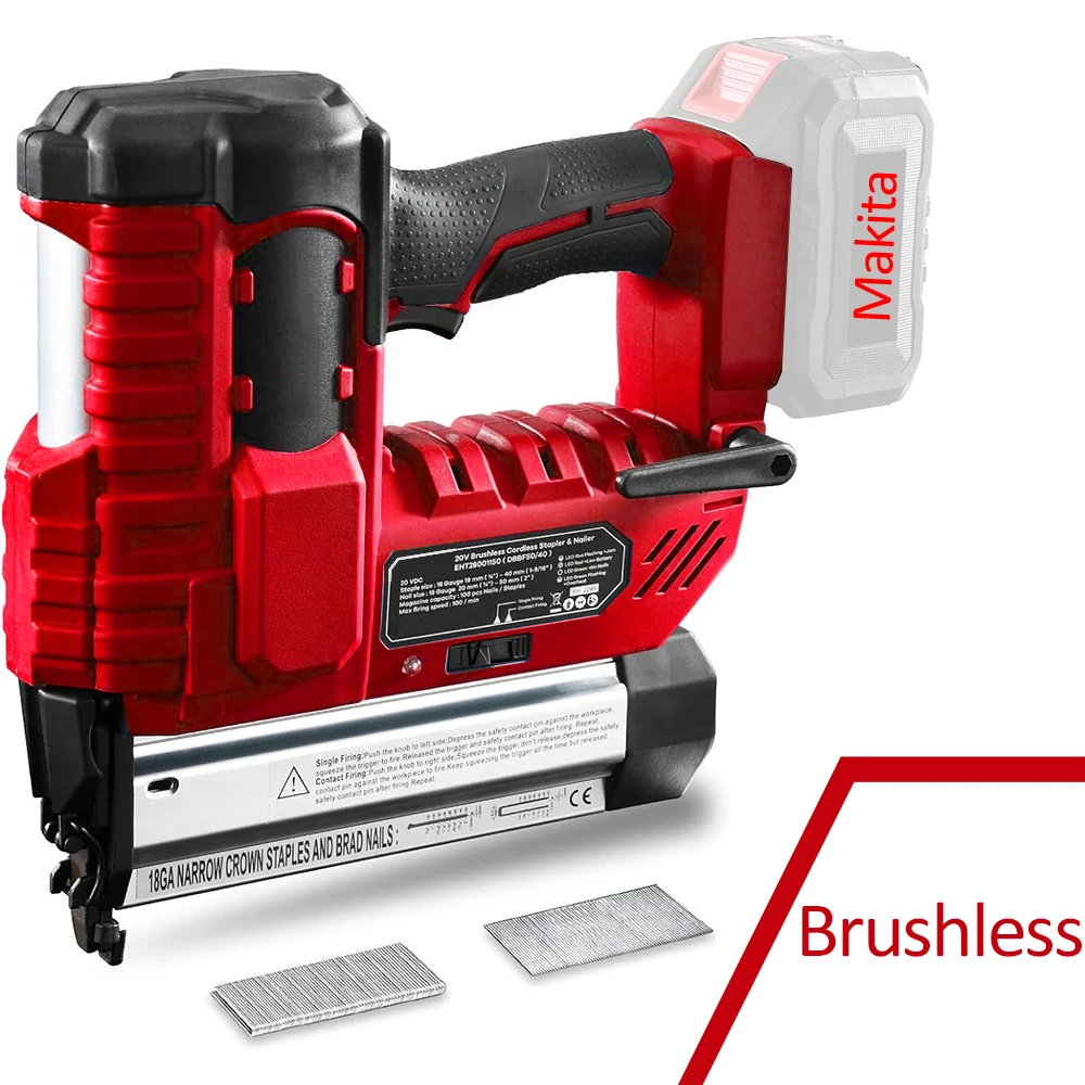 

NEW 18 Gauge Brushless Brad Nail Gun And Staple Gun Air Strike Cordless Nailer Matching Makita Battery ( BODY ONLY SALE)