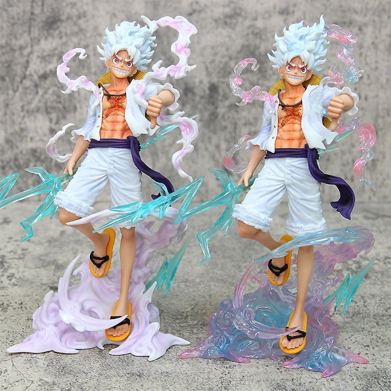 One Piece Nika Luffy Figure Sun God Stepping On The Clouds Holding Thunder And Lightning - Fifth Gear Awakening Animation Model