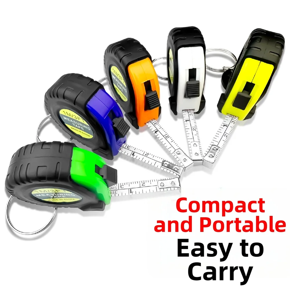 1PC Mini-Retractable Tape Measure 1M 3FT Pocket Size Keychain Measuring Tool Woodworking Wear-resistant Tool Tape Ruler