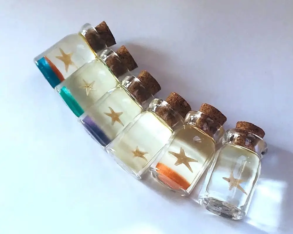 30 pcs drift bottle real starfish mixed color charming jewelry  ym