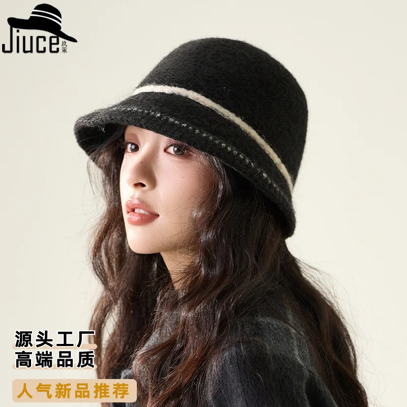

Advanced Autumn Winter Knitted Fisherman Hat Women Outdoor Warm Big Head Hat Dome Versatile Bucket Hat Chapeu 4m704