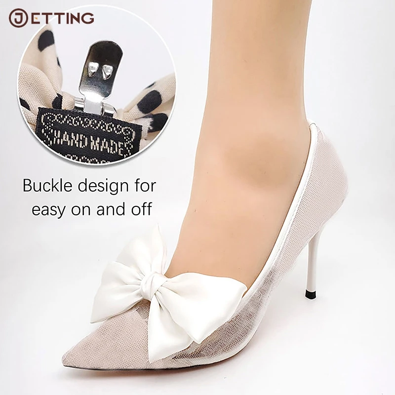 1 Paar elegante Bowknot Schuhe Schnalle für Frauen einfarbige Punkte Schuh clips Hochzeits feier Schuhe Dekoration Schuh zubehör