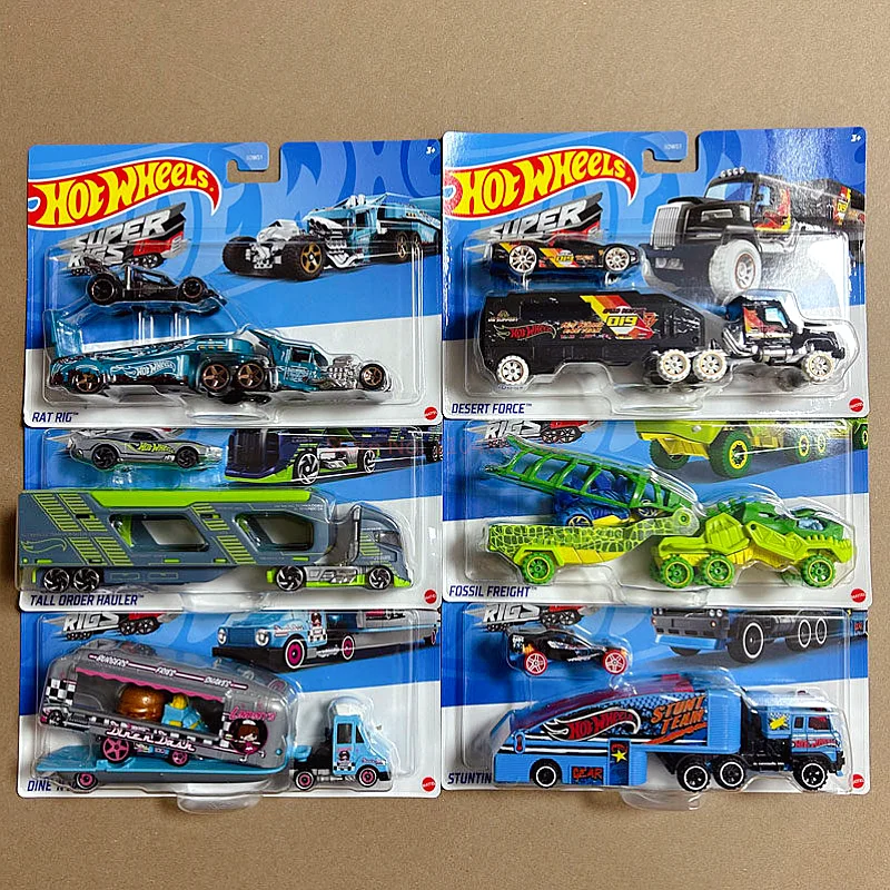 

Hot Wheels Super Rigs 1 64 Scale Diecast Trucks With Trailer And Car Model Set Die Cast Vehicle Collectible Ideal For Collection