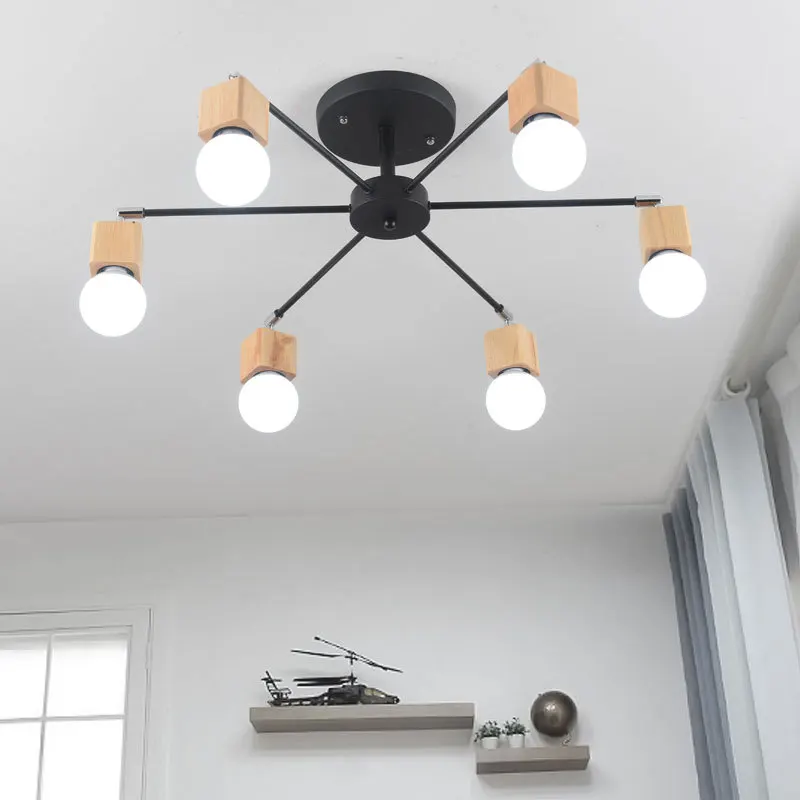 

Nordic iron wood ceiling Light Modern home Living Room Bedroom aisle LED Ceiling Lamp Luminaire Lampara Techo