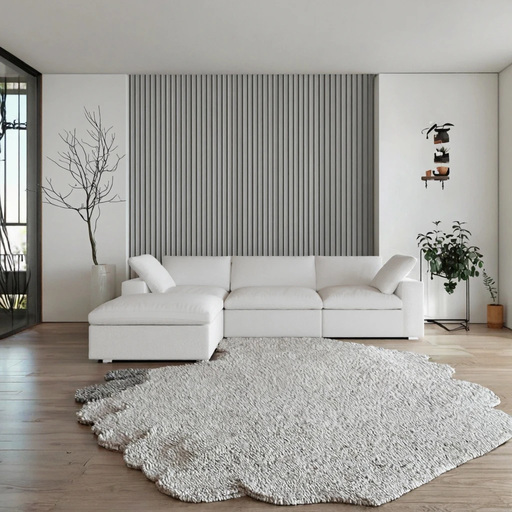 Coofull Sofaloud-Shaped Sectional Sofa French Cream Style Vacuum Compressed Linen Fabric Chinese Straight-Line Villa