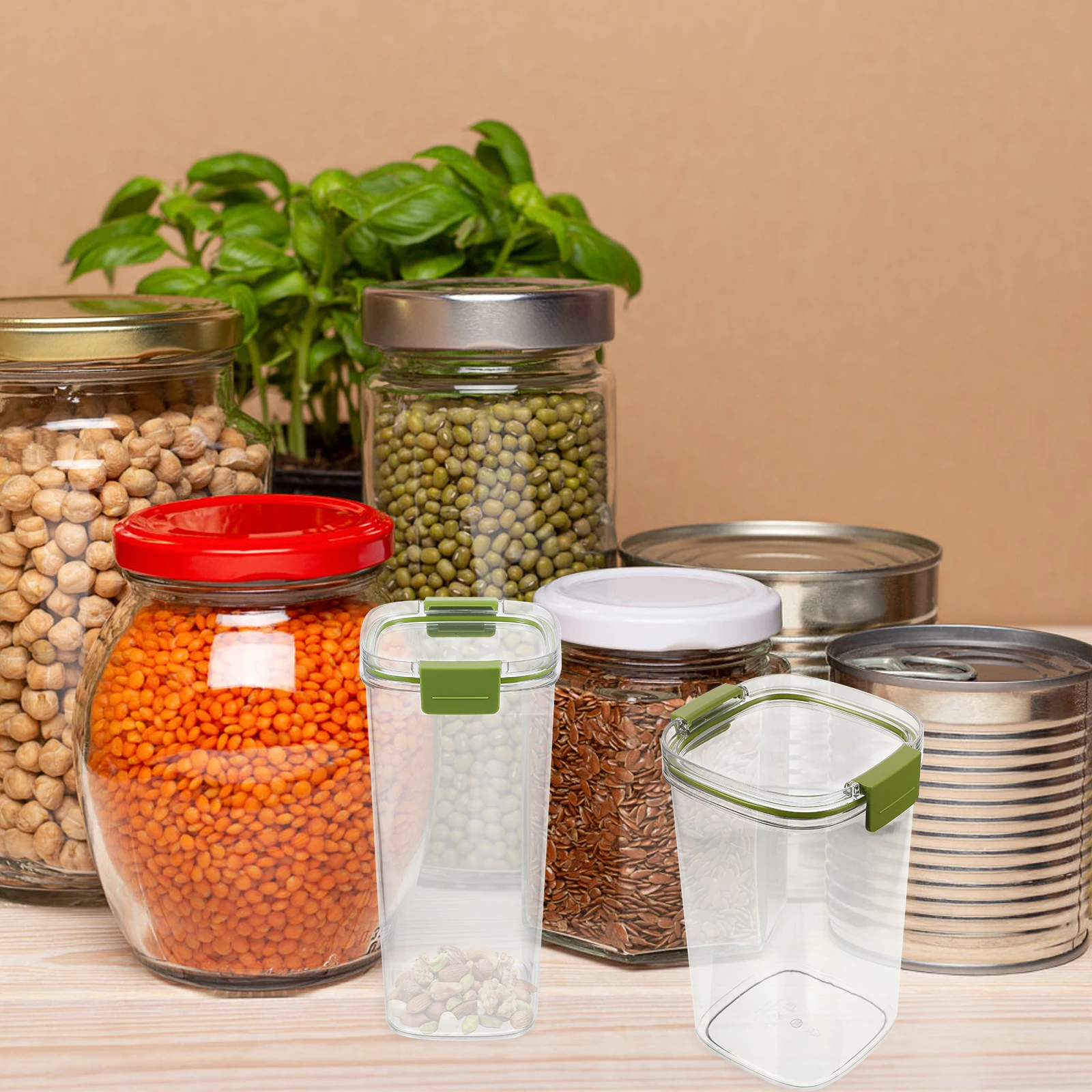 

Transparent Storage Jar Airtight Food Container Sealed Lid Kitchen Canister Dry Food Coffee Beans Storage Multipurpose