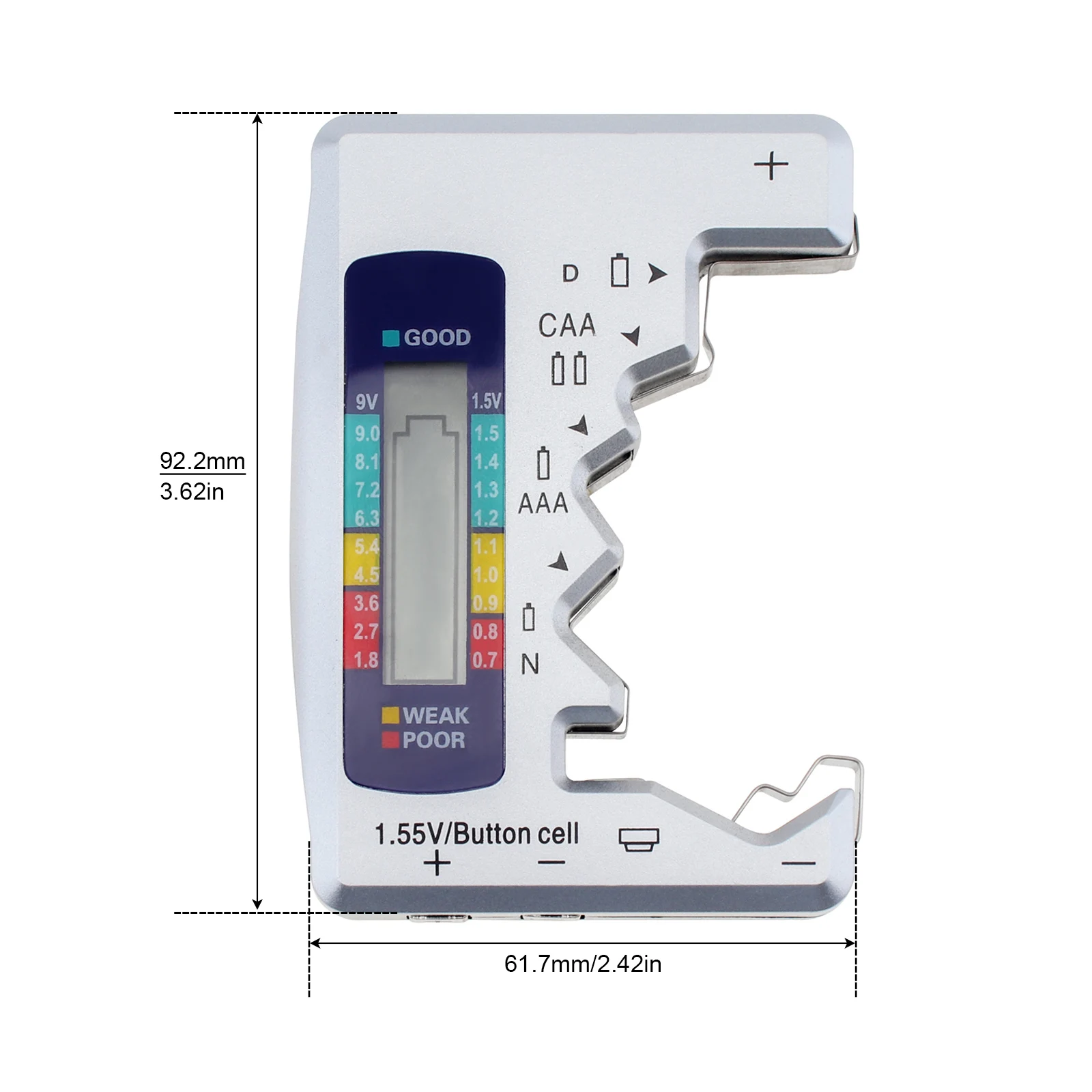 Portable Digital Battery Tester Display for D N AA AAA 9V 1.5V Button Cell  Capacity Check Detector Voltage Capacity Test Tool