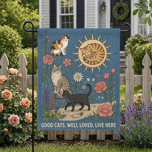 Good Cats Live Here Garden Flag Outdoor Porch Yard Decor Spring Summer AAV hhz