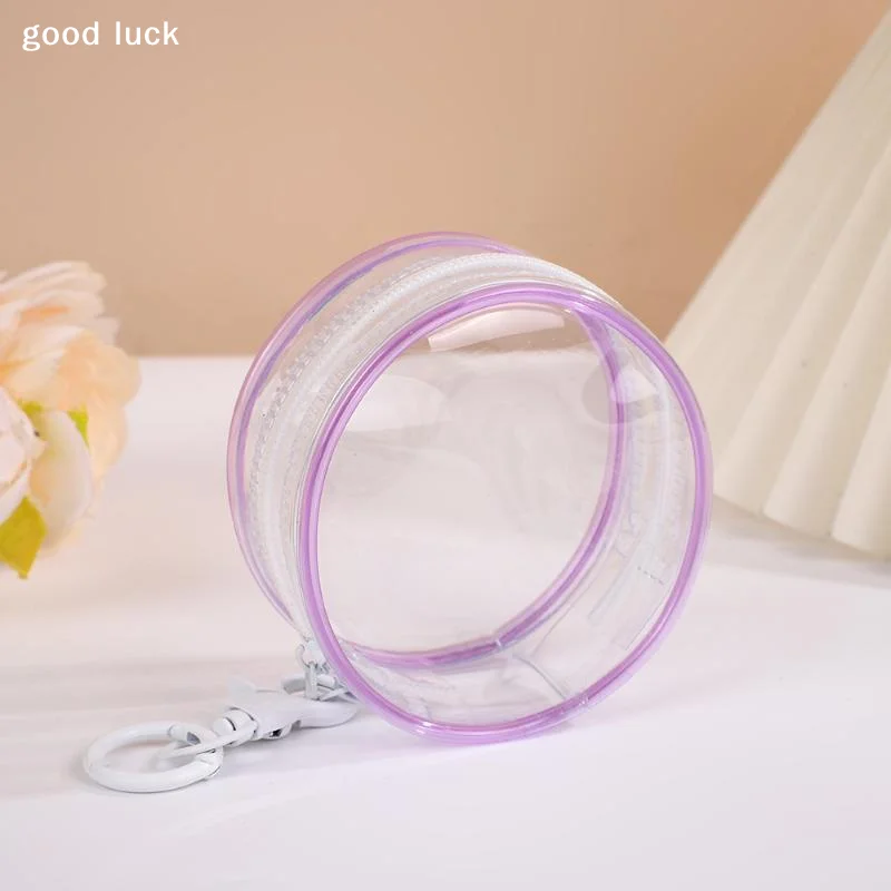 Answer1pc 8cm Round Transparent PVC Mystery Box Keychain Jewelry Organizer Storage Cute Doll Bag Organization Dustproof Case