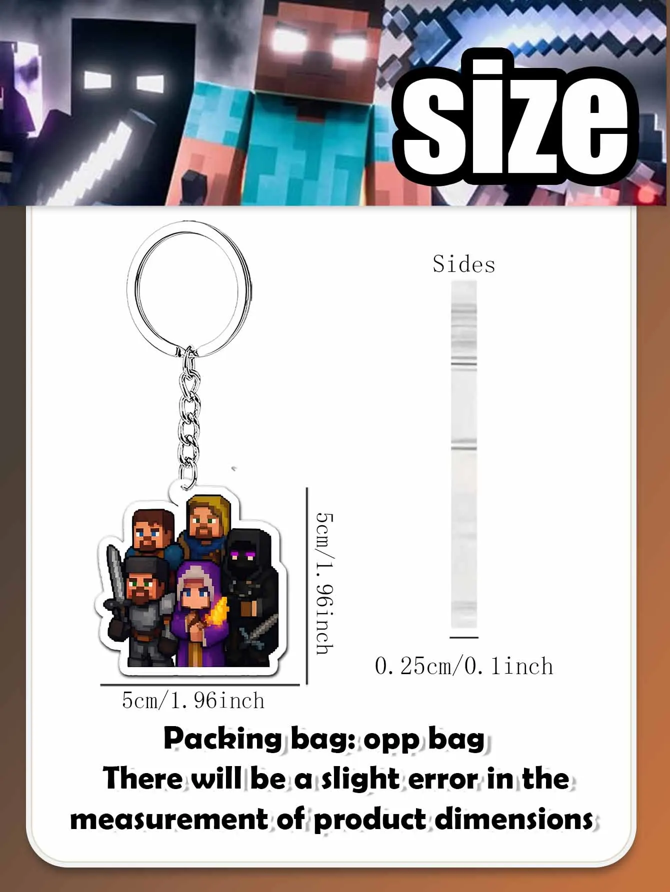 Pixel Mining Buddies Pendant Keychain, Vivid pixel art design, Keeps keys gathered neatly and prevents loss