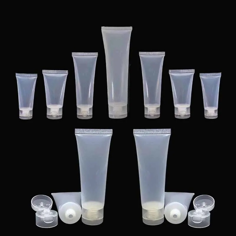 5Pcs Plastic Cosmetic Soft Tubes W/ Flip Lid Empty Sample Bottles Refillable Container For Facial Cleanser Creams Makeup Lotion