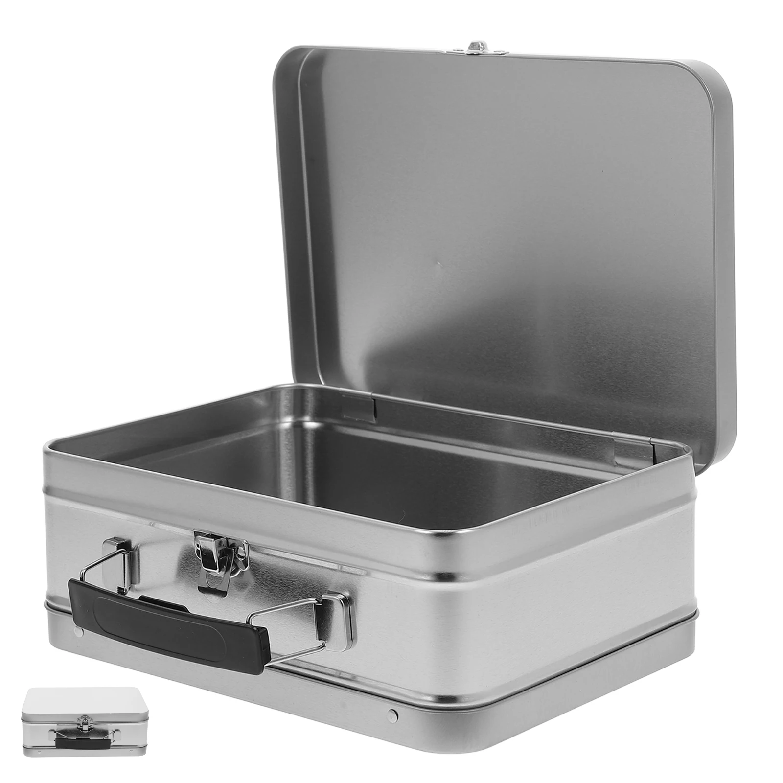 

Portable Gift Box Large Cookie Tins with Lids Storage Holder Food Salad Container Lunch Case Silver Small Metal Containers