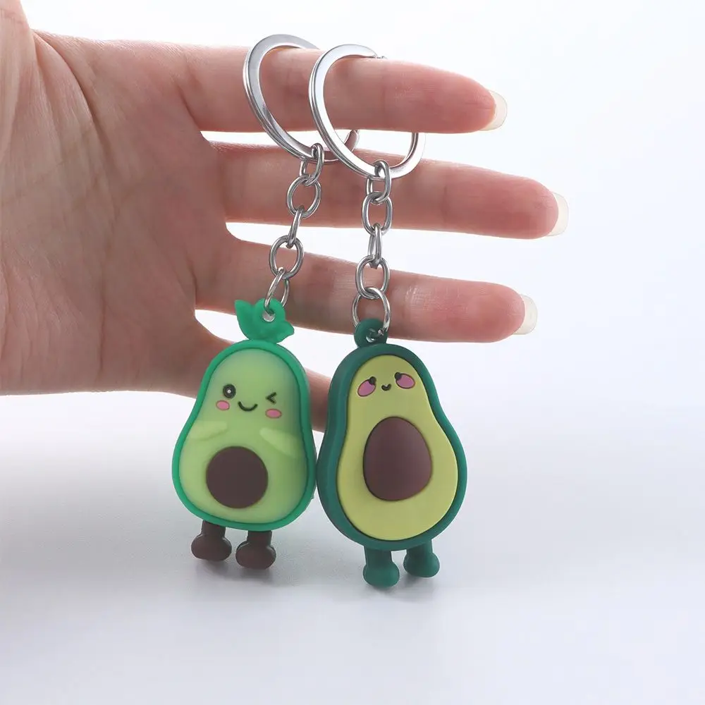 Cute Simulated Fruit Avocado Keychain 3D Smiling Avocado Keychains Couple Jewelry Women Fashion Christmas Small Gift