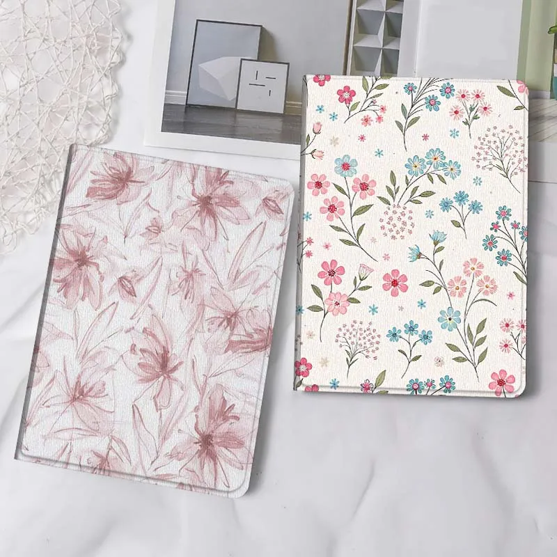 

Pink Floral Pattern Fabric Tablet Case For Samsung Tab Galaxy S6 S11 A A7 A8 A9 A11 10.1 10.4 10.5 Plus Lite Gift
