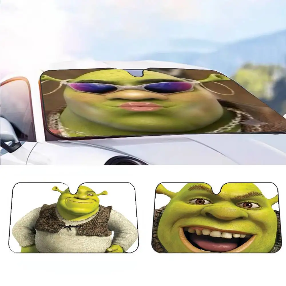 

Cute Funny S-Shrek Car SunShade Parasol Car Windshield Sun Shade UV Protection and Interior Cooler