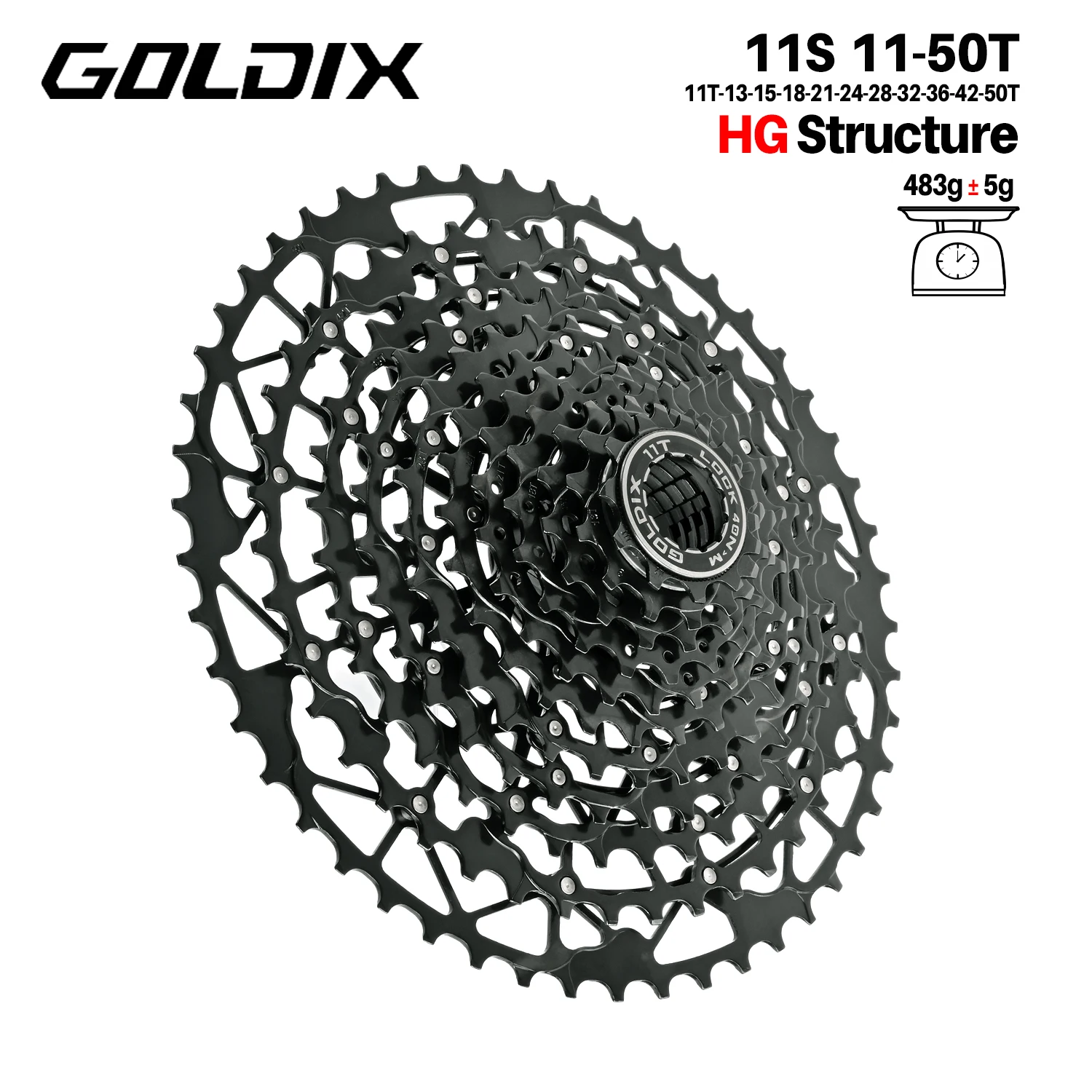 GOLDIX Ultralight Fiets Cassette Vrijloop Koolstofstaal Materiaal 9/10/11/12/13 Speed HG Structuur Tandwiel voor Mountainbike