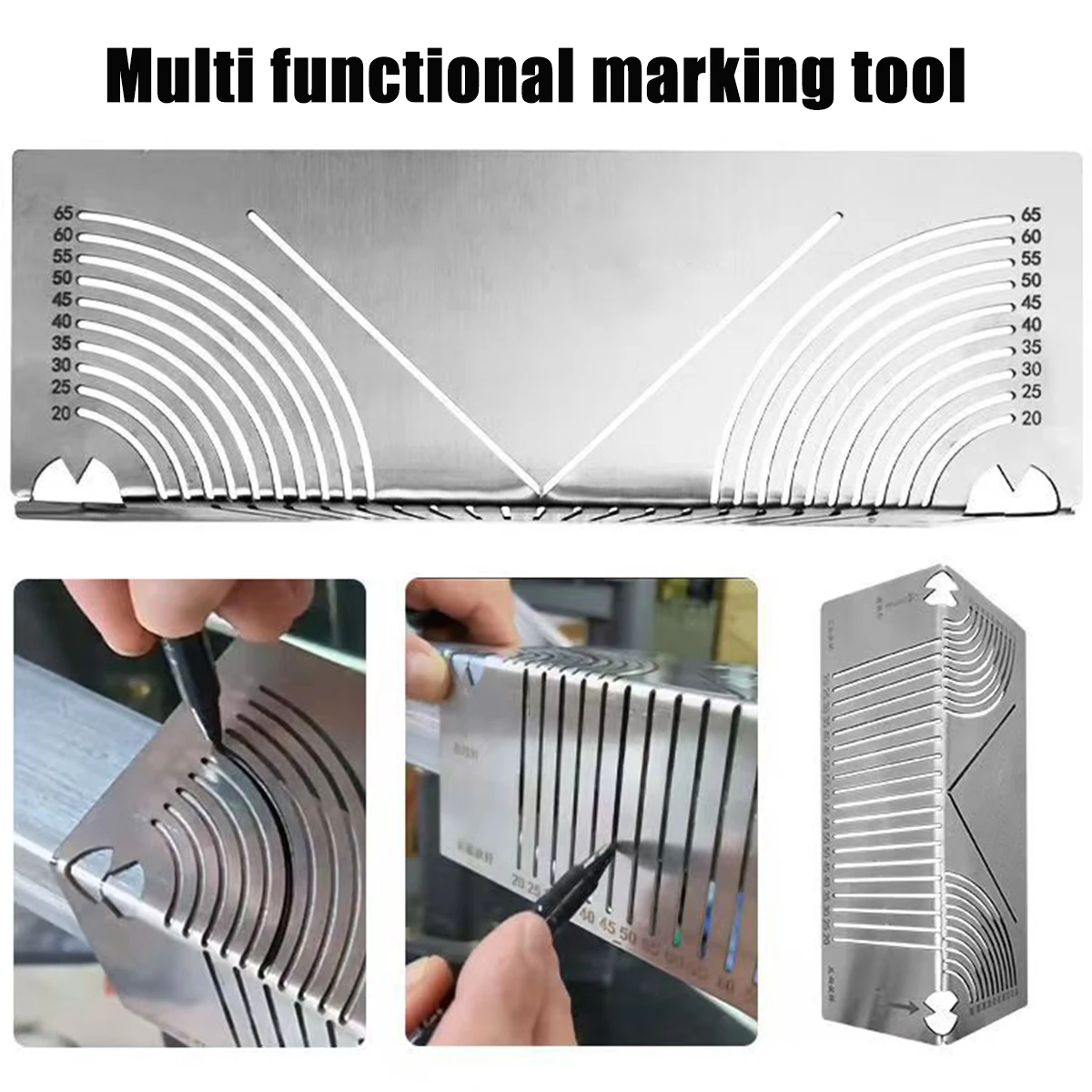 90° steel Flex Angle Arc Marking Tool,Adjustable Linear Arc Dual-Purpose Scriber,Marking Tool for Construction（20-65mm,20-80mm）