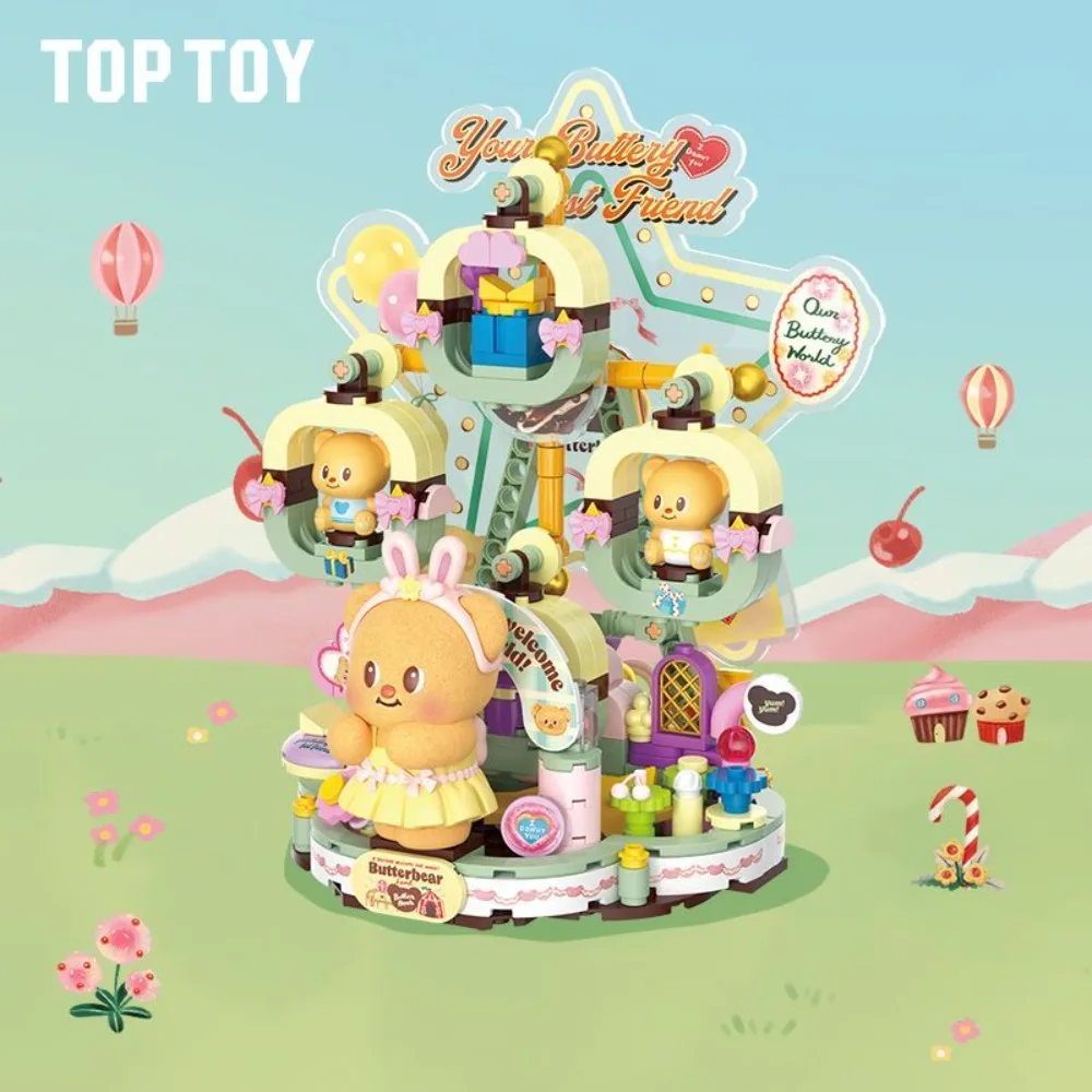 TOPTOY Genuine Butter Bear Sweet Fun Park Series Building Blocks DIY Assembly Ornament Model Toy Birthday Gift
