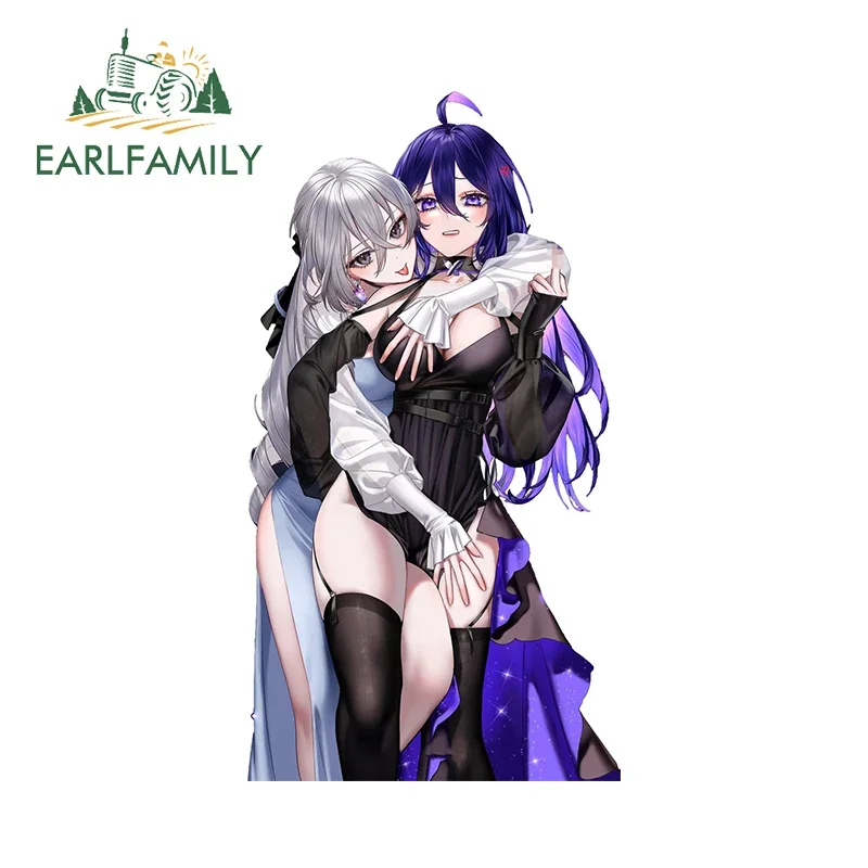 

EARLFAMILY 13cm x 7cm Sexy Women Embracing Car Sticker Fashion Stroke Anime Custom Auto Decal Amusing Laptop Car Accessories